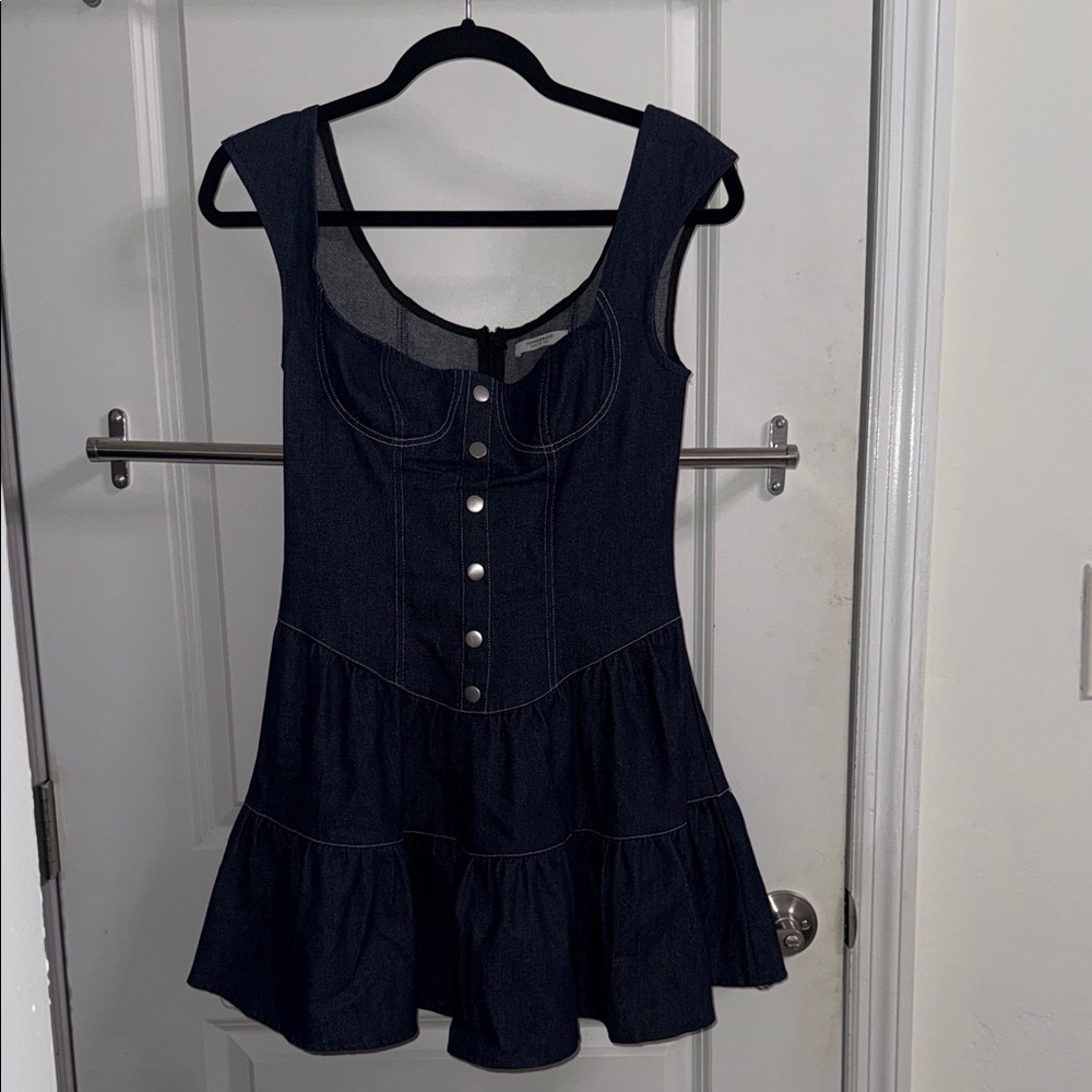 Peppermayo navy and white denim-textured dress